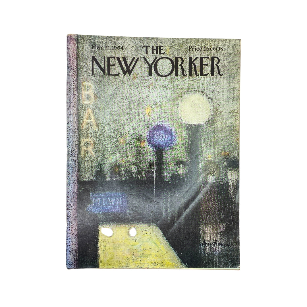 Cover of The New Yorker magazine dated March 21, 1964, featuring artwork by Andre Francois. The cover displays a bar scene with atmospheric lighting and colorful circular lamps, highlighting the artistic style of the era.