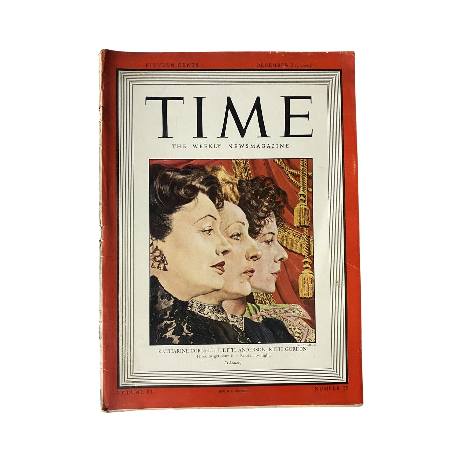 VTG Time Magazine December 21, 1942 Katharine Cornell, Judith Anderson & Ruth