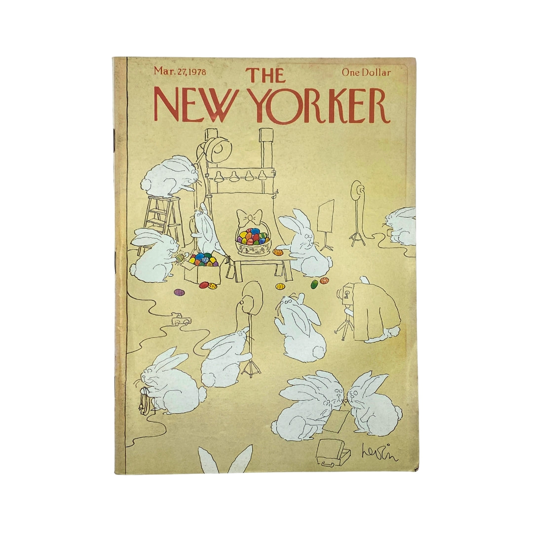 Cover of The New Yorker magazine March 27, 1978, illustrated by Arnie Levin, featuring playful rabbits engaged in artistic activities.