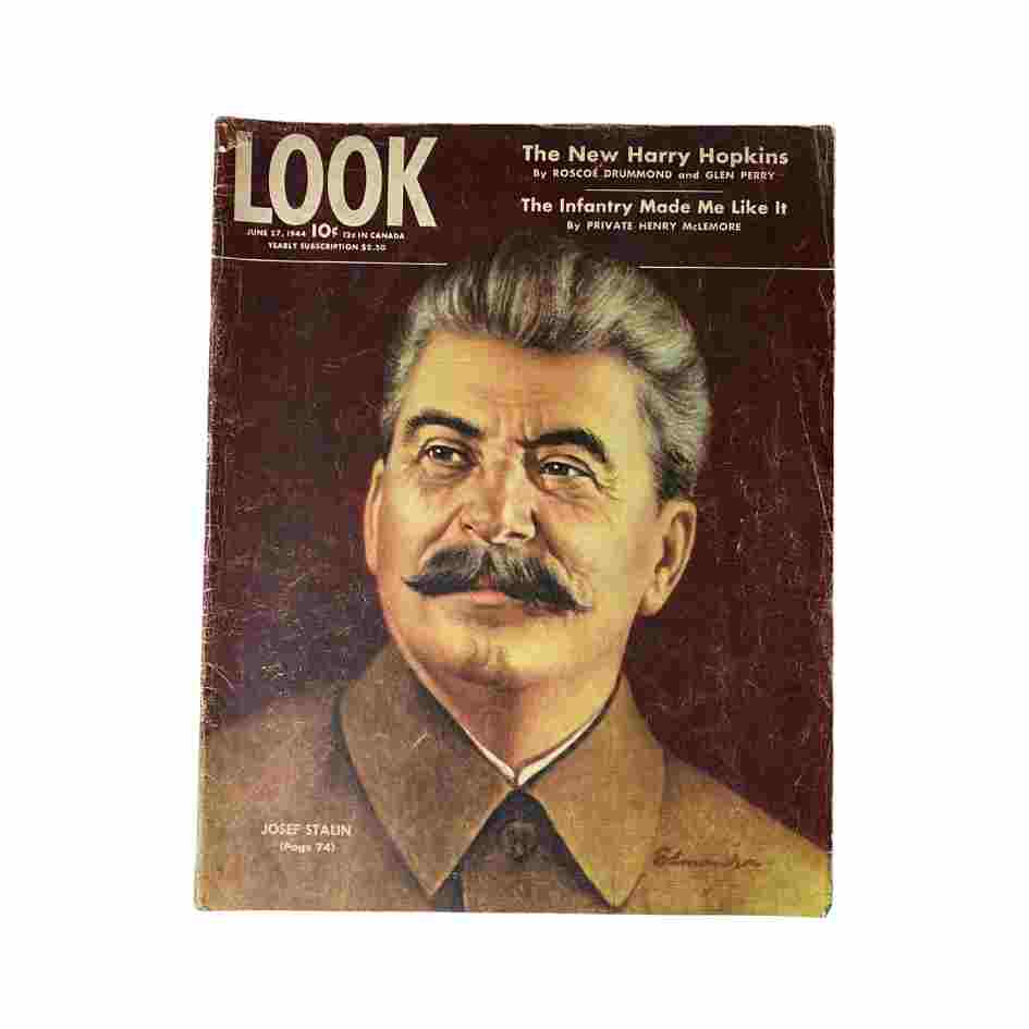 VTG Look Magazine June 27, 1944 Joseph Stalin Cover, The New Harry Hopkins