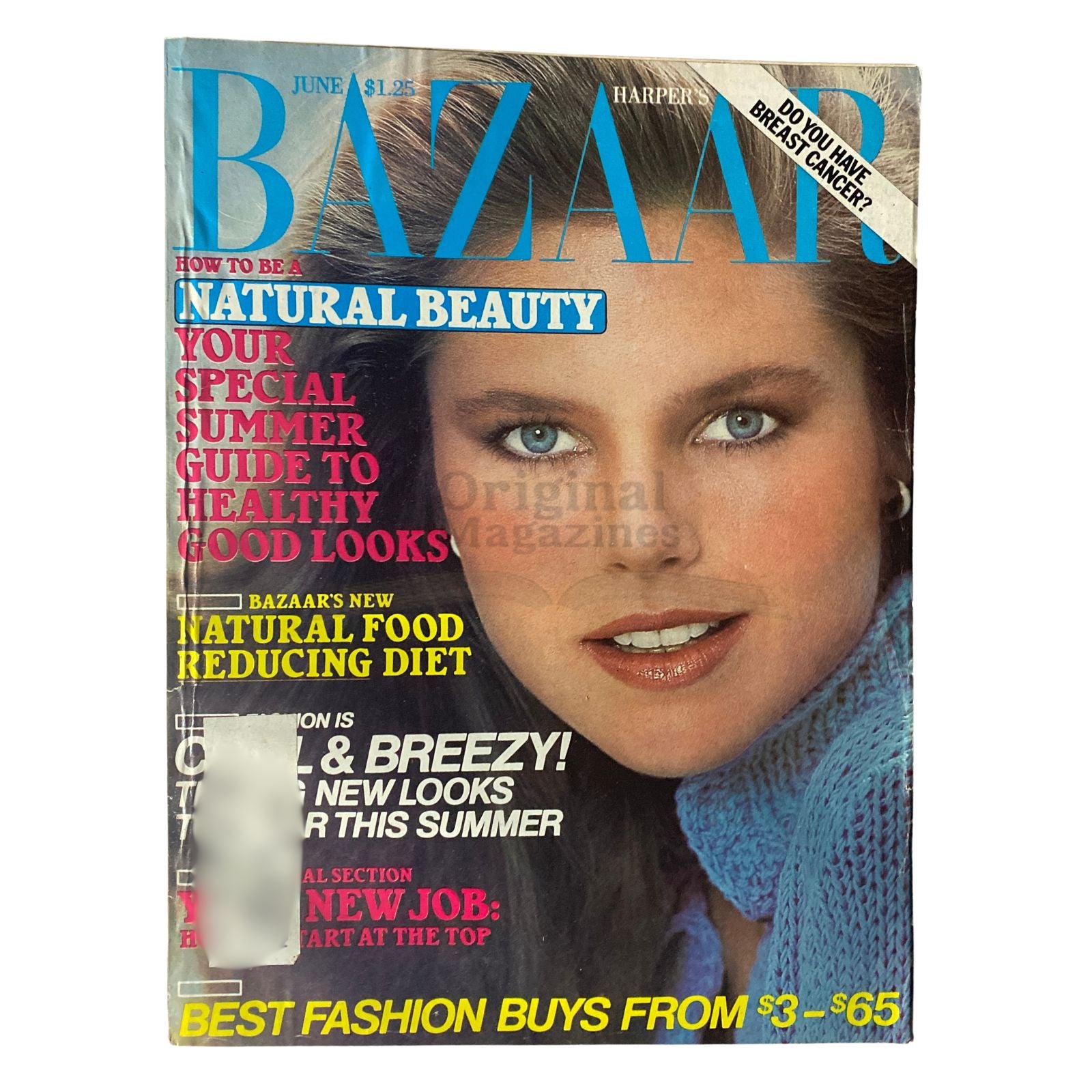 Cover of Harper's Bazaar Magazine June 1978 featuring Christie Brinkley, showcasing bold headlines on fashion, beauty, and a special summer guide.