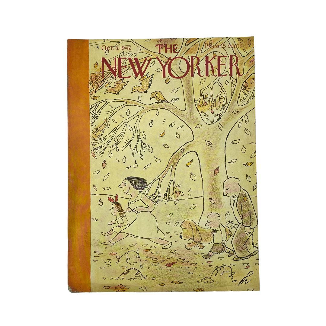 The New Yorker Complete Magazine October 3, 1942 James Thurber Cover VG