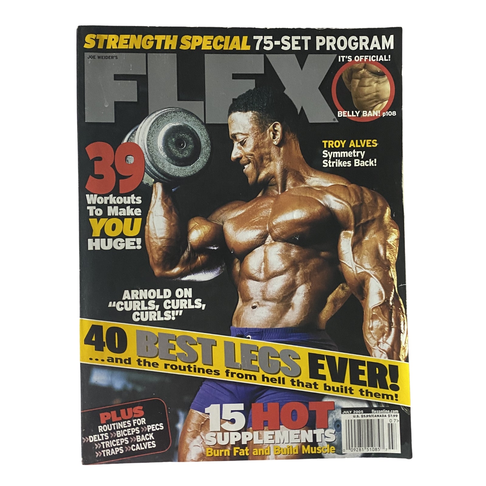 Flex Magazine July 2005 Vol 23, Num 5 Troy Alves Cover VG No Label