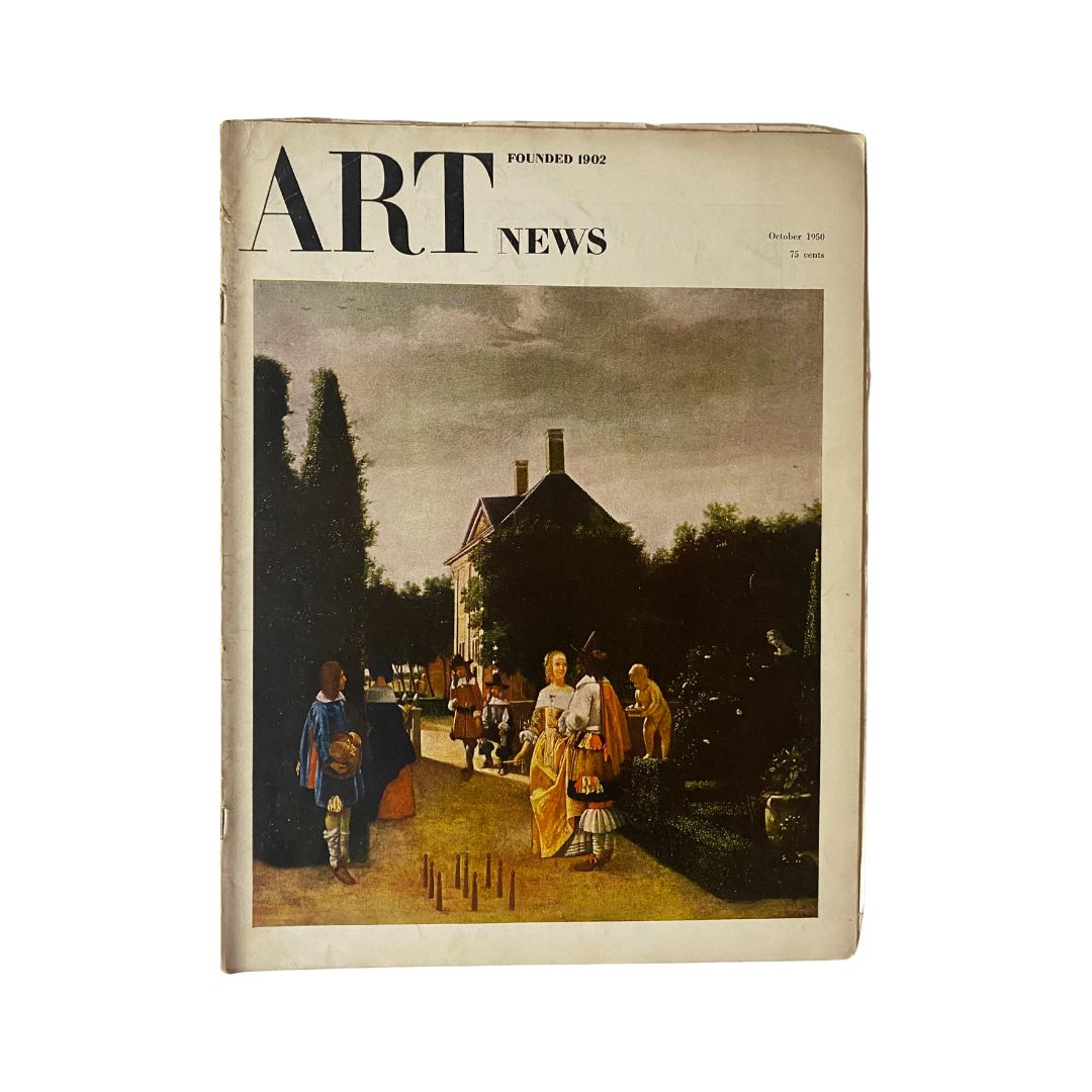 Cover of VTG Art News Magazine from October 1950 featuring artwork by Dierick Bouts, titled 'Annunciation'.