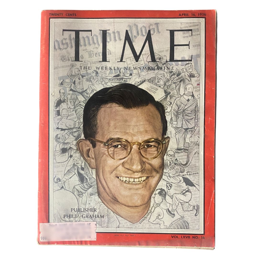 VTG Time Magazine April 16, 1956 Vol 67 No. 16 Publisher Philip Graham