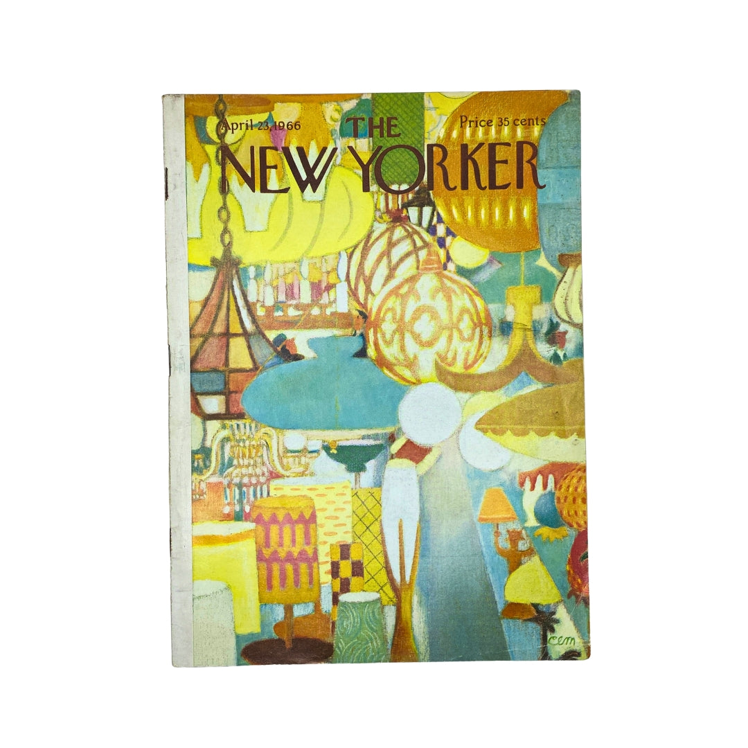 Cover of The New Yorker magazine from April 23, 1966, featuring artwork by Charles E. Martin, colorful design with decorative lamps and patterns.