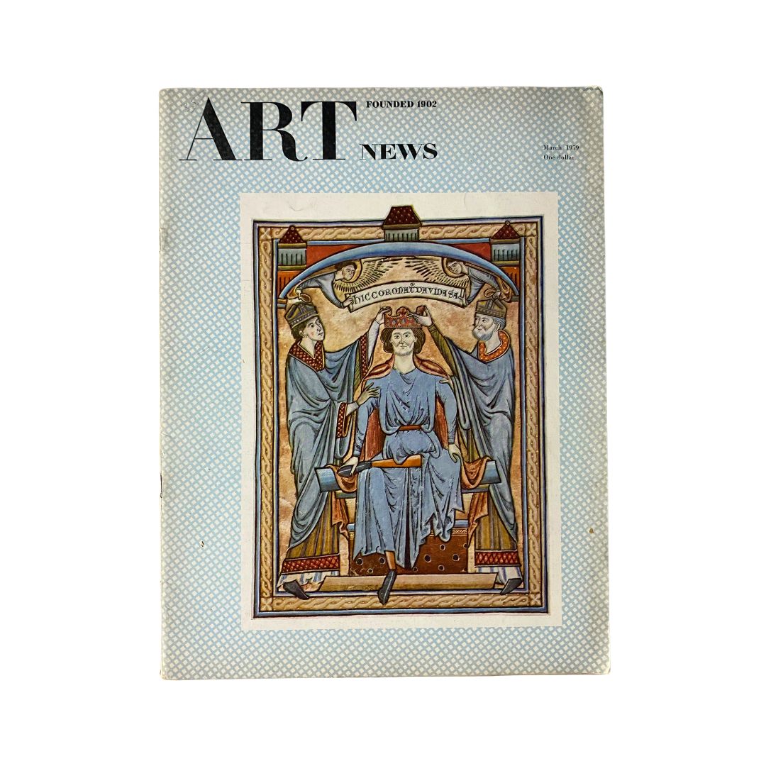 Cover of Art News Magazine March 1959 featuring King David artwork, showcasing its historical significance in the Index of Christian Art.