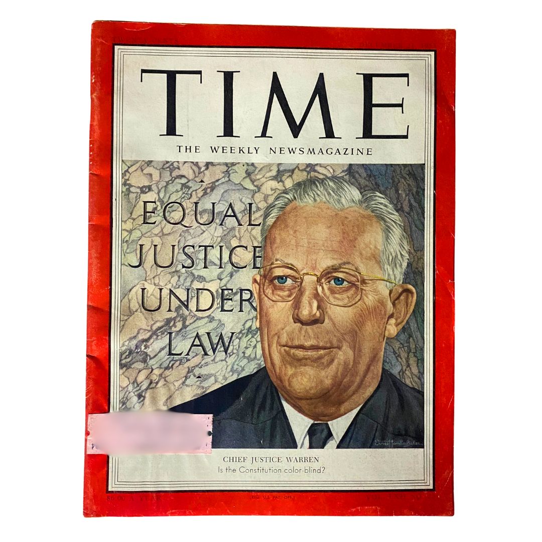 VTG Time Magazine December 21, 1953 Vol 62 No. 25 Chief Justice Earl Warren