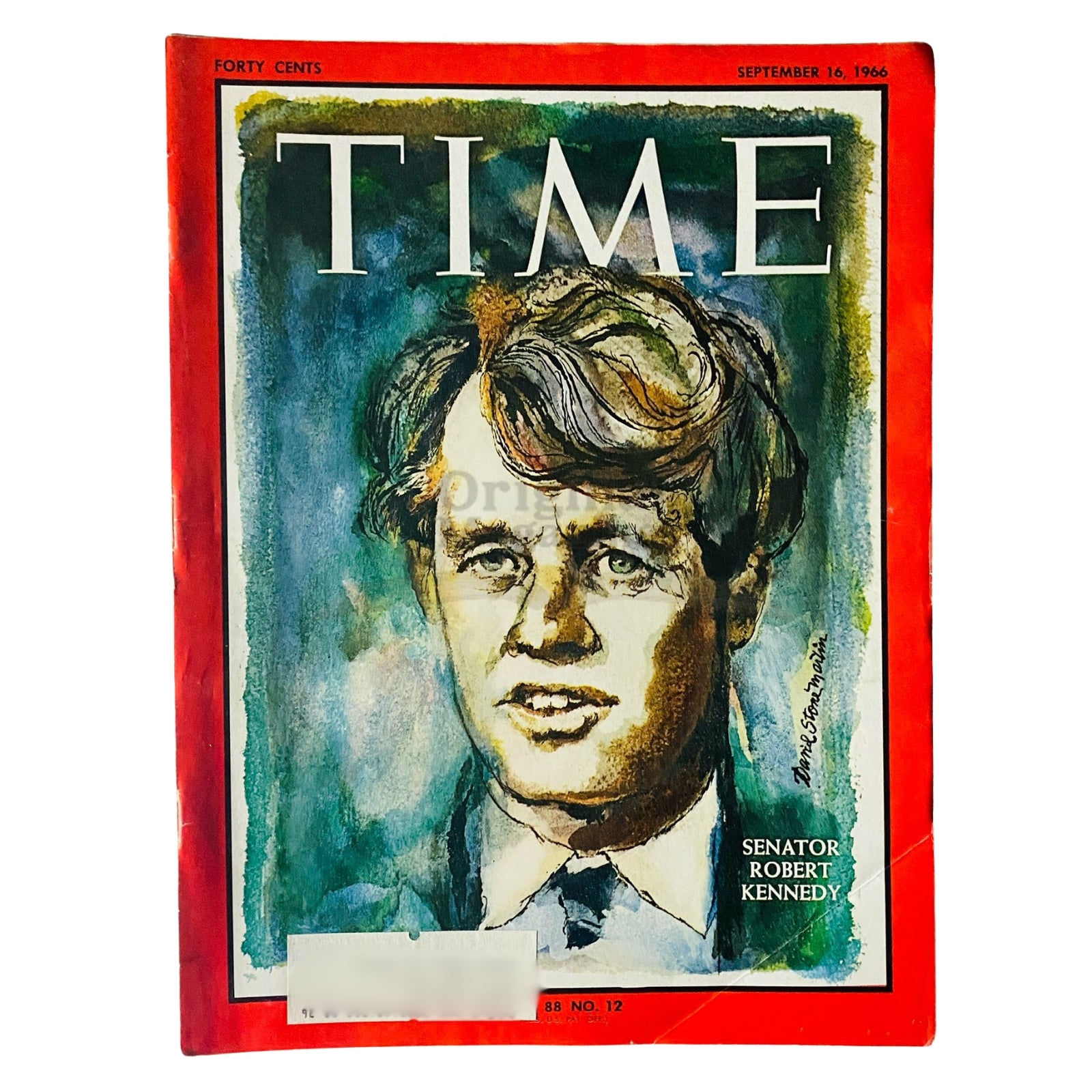 Time Magazine September 16, 1966, featuring Senator Robert Kennedy on the cover, showcasing a portrait of the iconic political figure, Volume 88 No. 12.