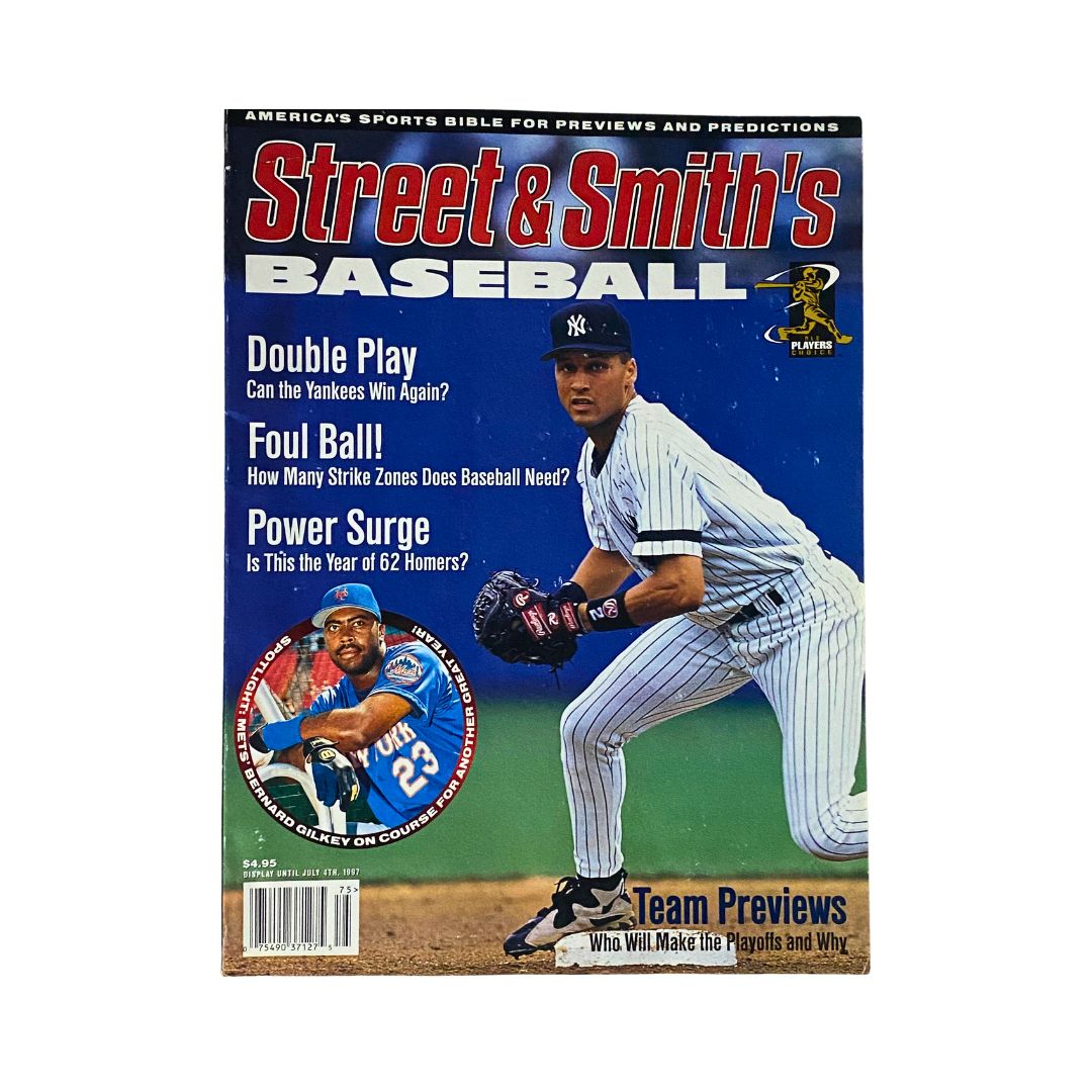 Cover of Street & Smith's Baseball Magazine 1997 featuring Bernard Gilkey, highlighting topics like 'Double Play' and 'Power Surge'.