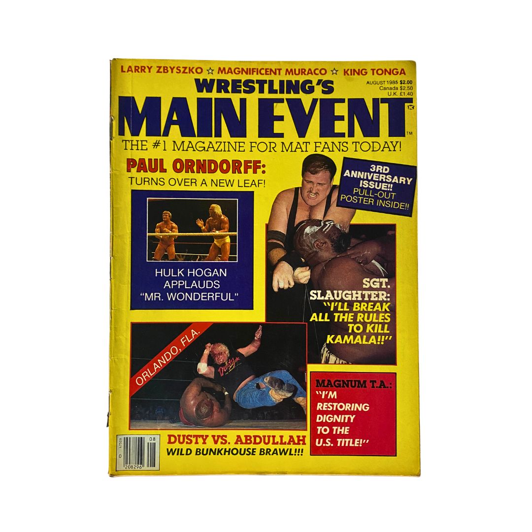 Wrestling's Main Event August 1985 Hulk Hogan, Paul Orndorff w Poster No Label