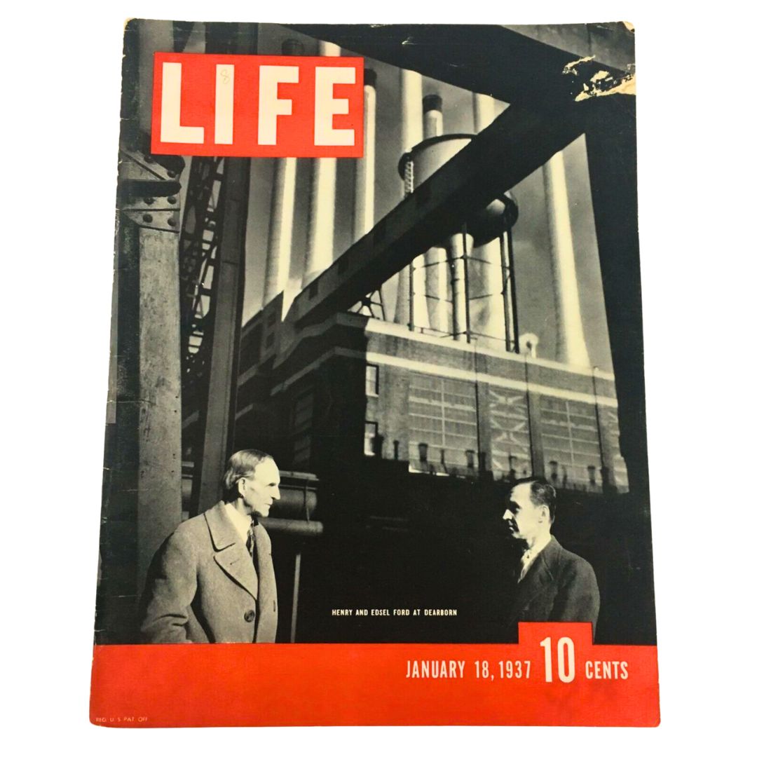 VTG Life Magazine January 18, 1937 Henry and Edsel Ford at Dearborn Newsstand