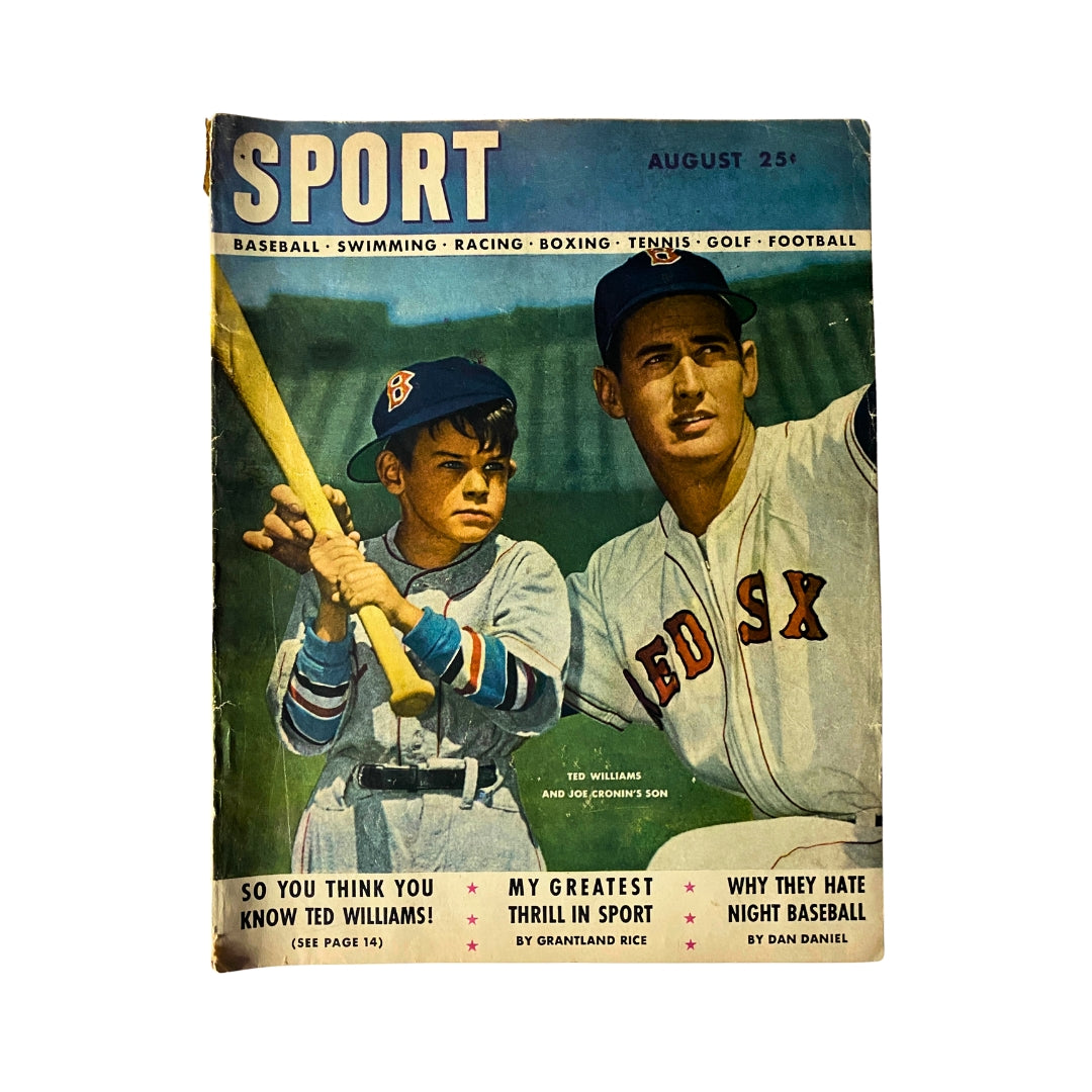 Sport Magazine August 1947 Ted Williams and Joe Cronin's Son Cover No Label