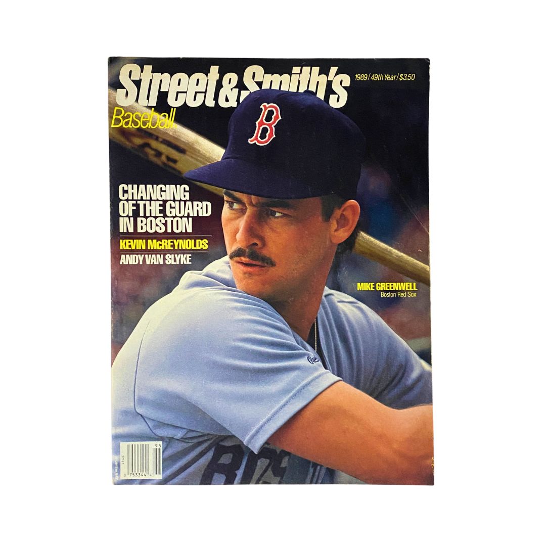 VTG Street & Smith's Baseball Magazine 1989 49th Year featuring Mike Greenwell on the cover, showcasing the Boston Red Sox outfielder with a bat.