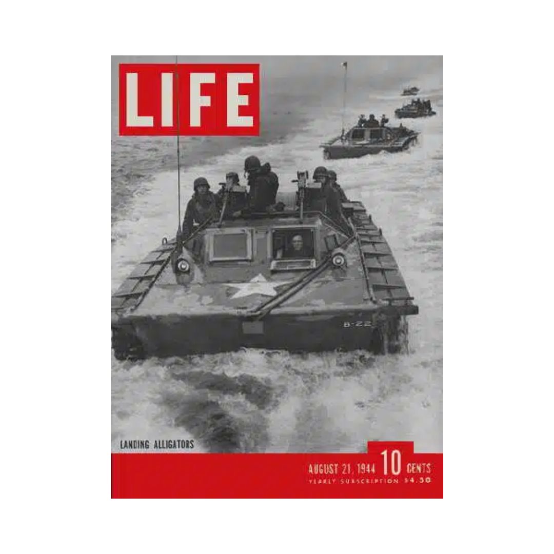 VTG Life Magazine August 21, 1944 Landing Alligators Tractors