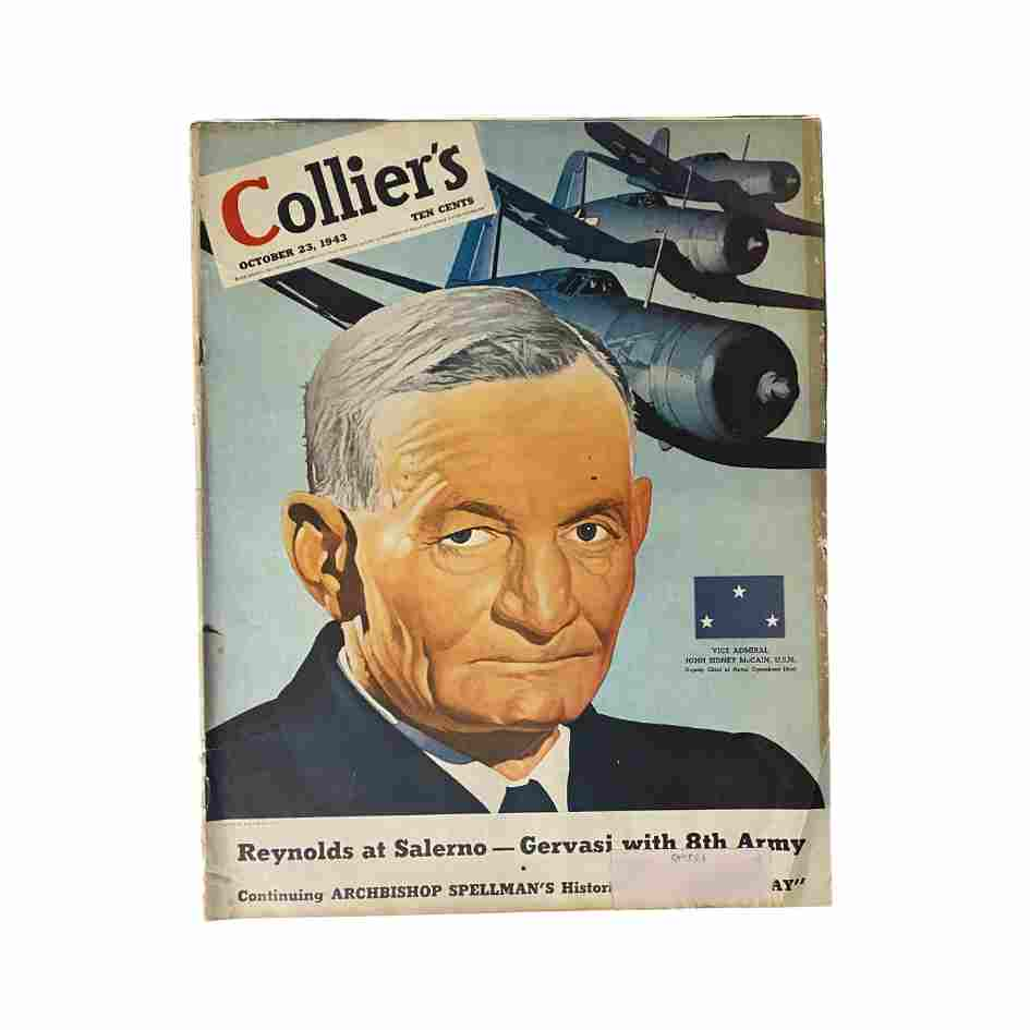 VTG Collier's Magazine October 23, 1943 Vice Admiral John Sidney McCain U.S.N.