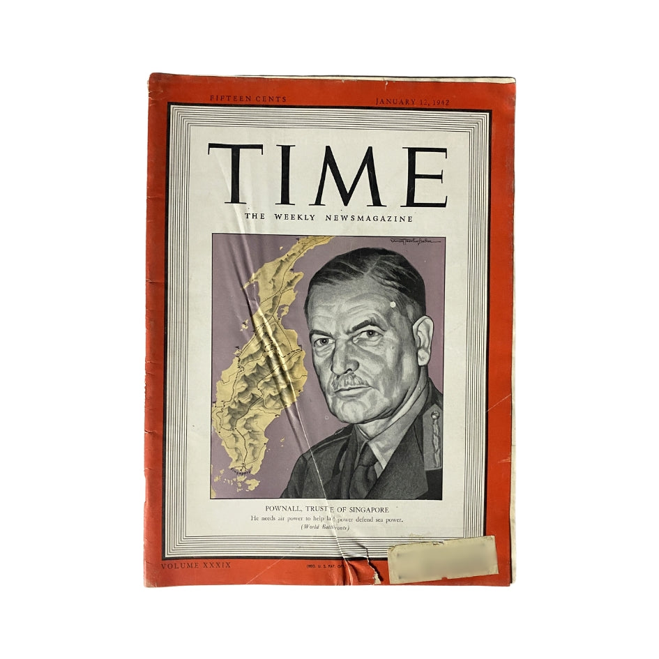 VTG Time Magazine January 12, 1942 Henry Pownall, Trustee of Singapore