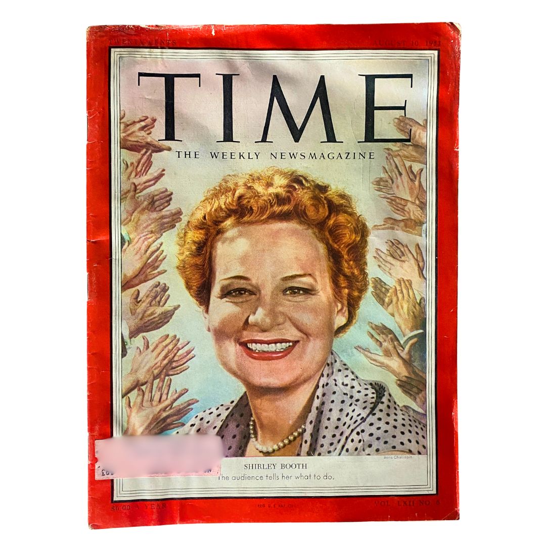 VTG Time Magazine August 10, 1953 Vol 62 No. 6 Shirley Booth