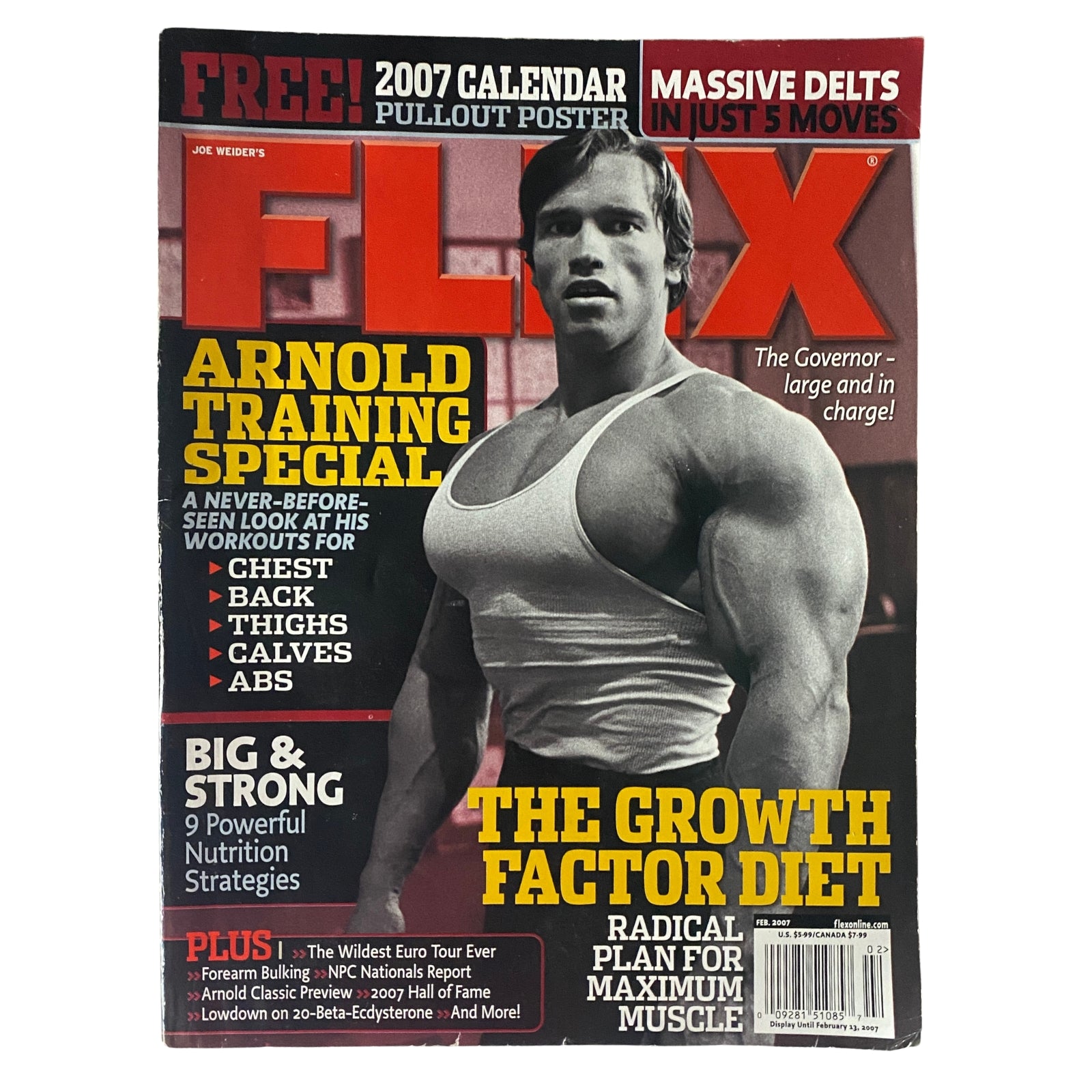 Flex Magazine February 2007 Arnold Schwarzenegger w Poster No Label