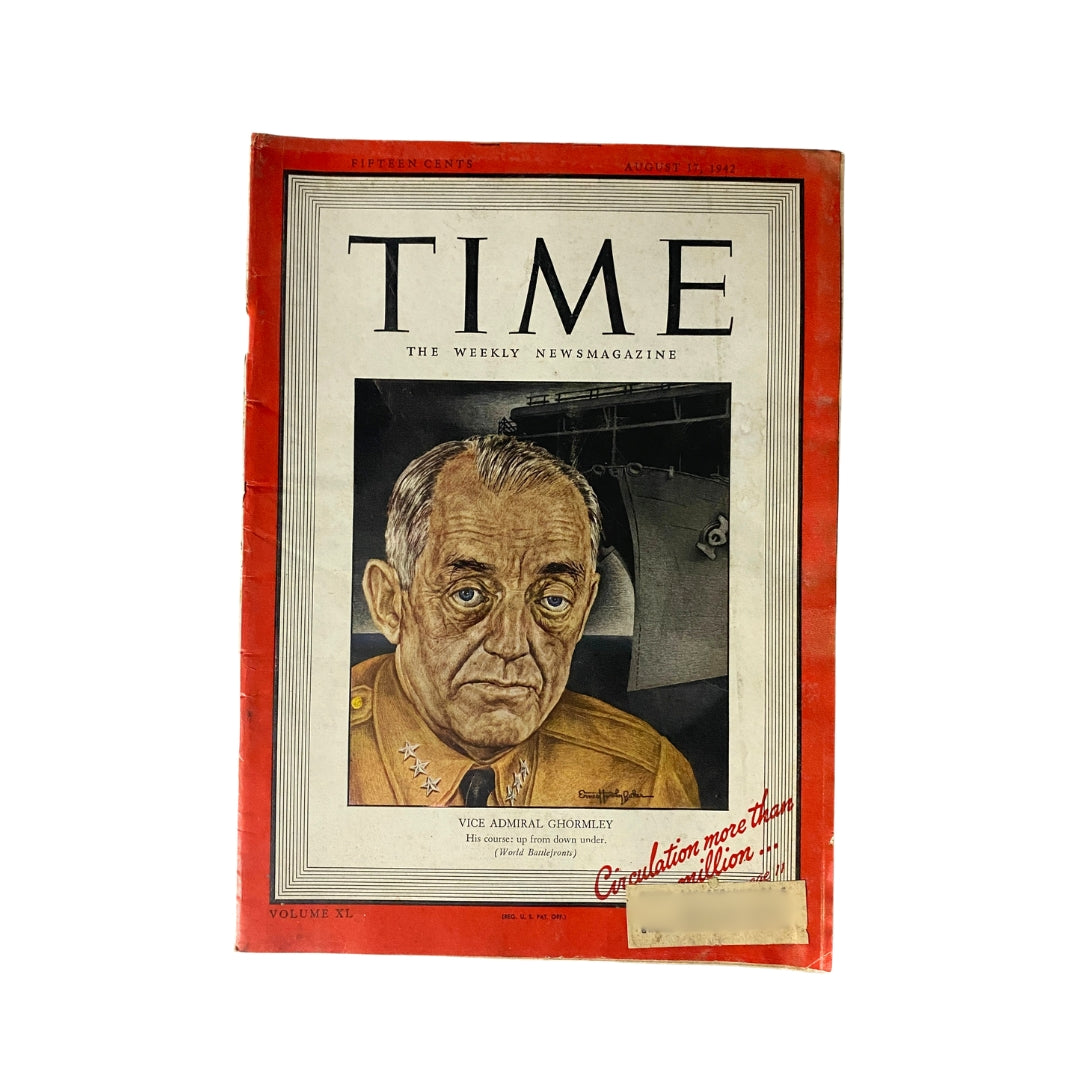 VTG Time Magazine August 17, 1942 Vice Admiral GhormleyRobert L. Ghormley