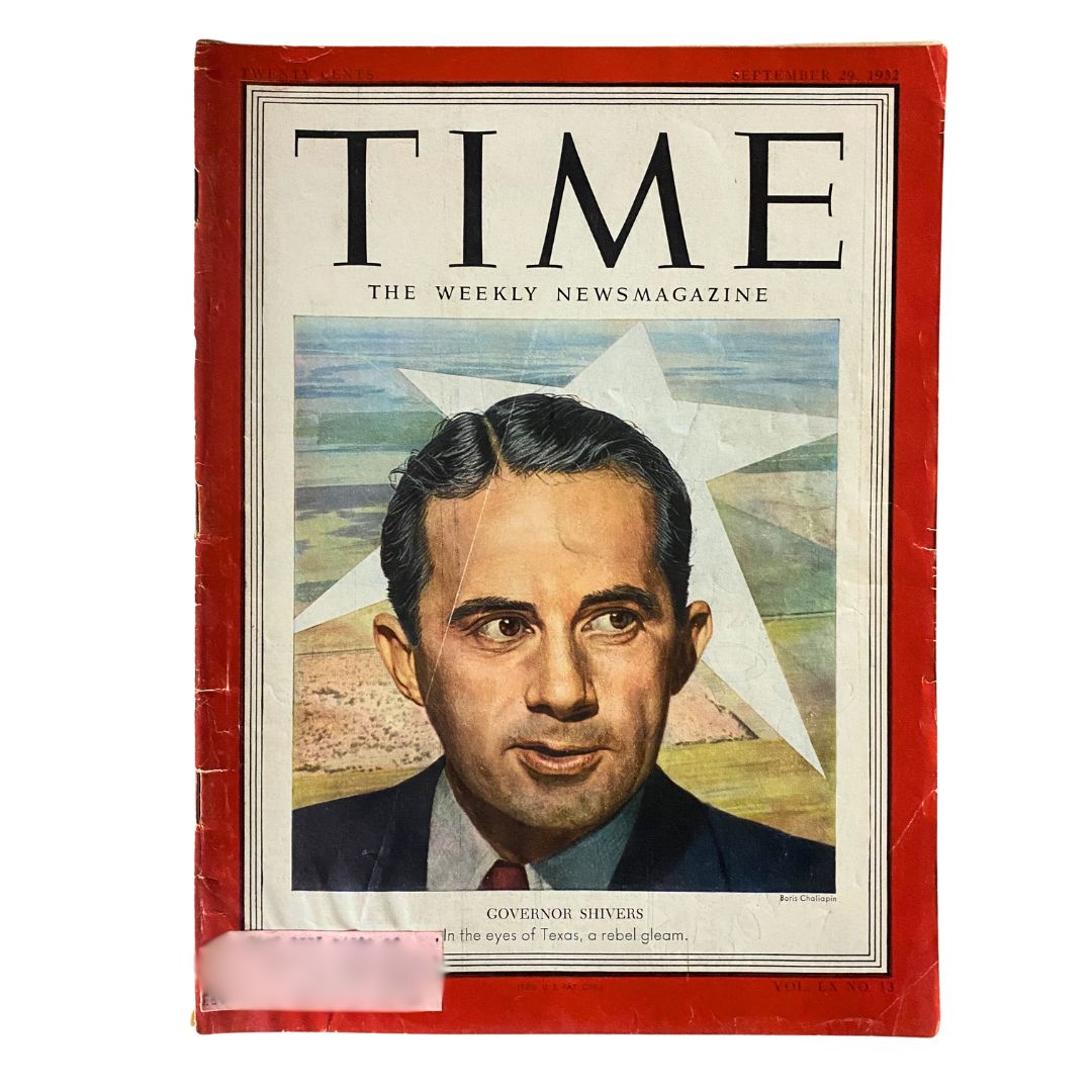 VTG Time Magazine September 29, 1952 Vol 60 No. 13 Governor Allan Shivers