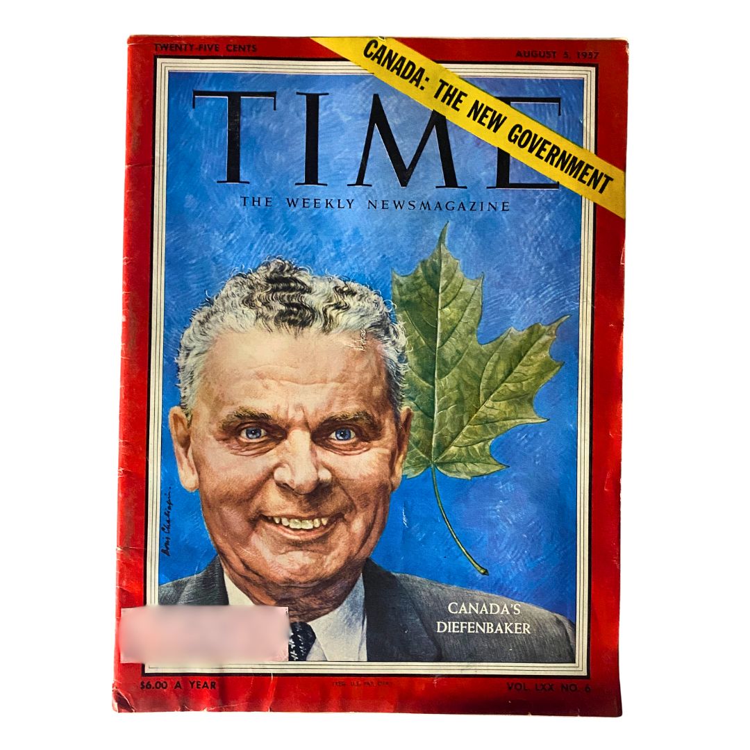 VTG Time Magazine August 5, 1957 Vol 70 No. 6 John Diefenbaker