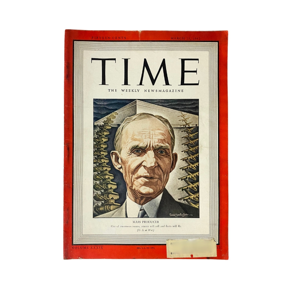 VTG Time Magazine March 23, 1942 Vol 39 23 Henry Ford, Mass Producer