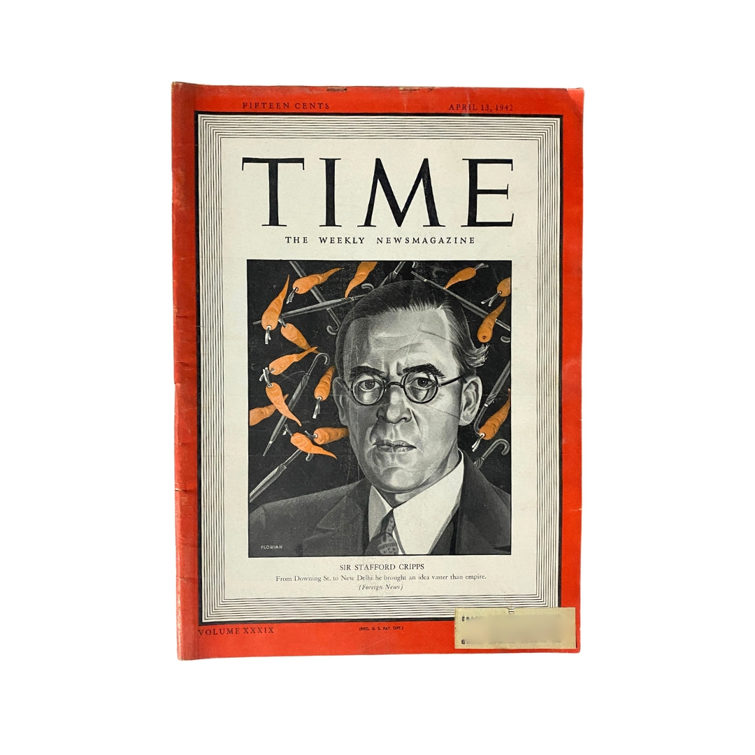 VTG Time Magazine April 13, 1942 Sir Stafford Cripps