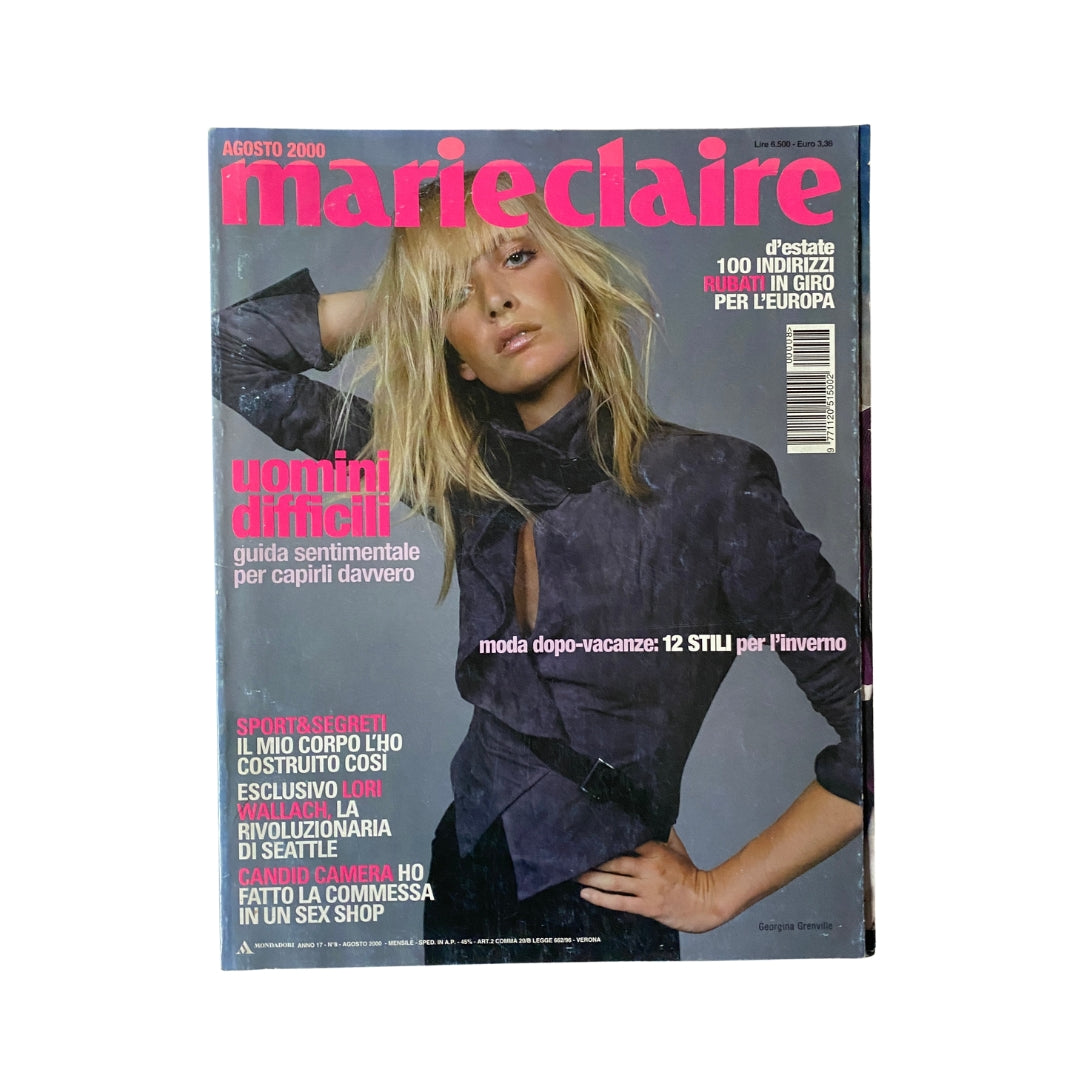 Cover of Marie Claire French Magazine August 2000 featuring Georgina Grenville, showcasing fashion trends and cultural insights from the era.