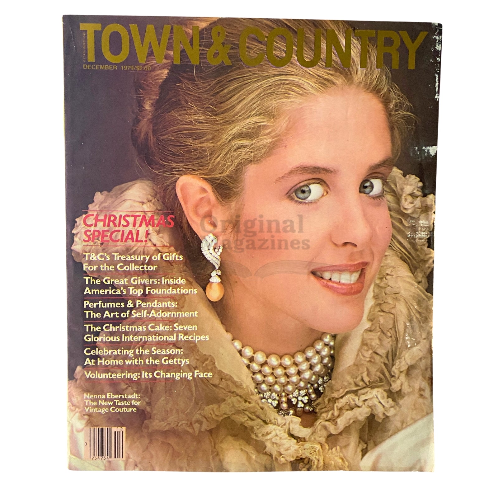 Another view of the Town & Country Magazine December 1979 cover, emphasizing the festive theme and distinctive jewelry featured.