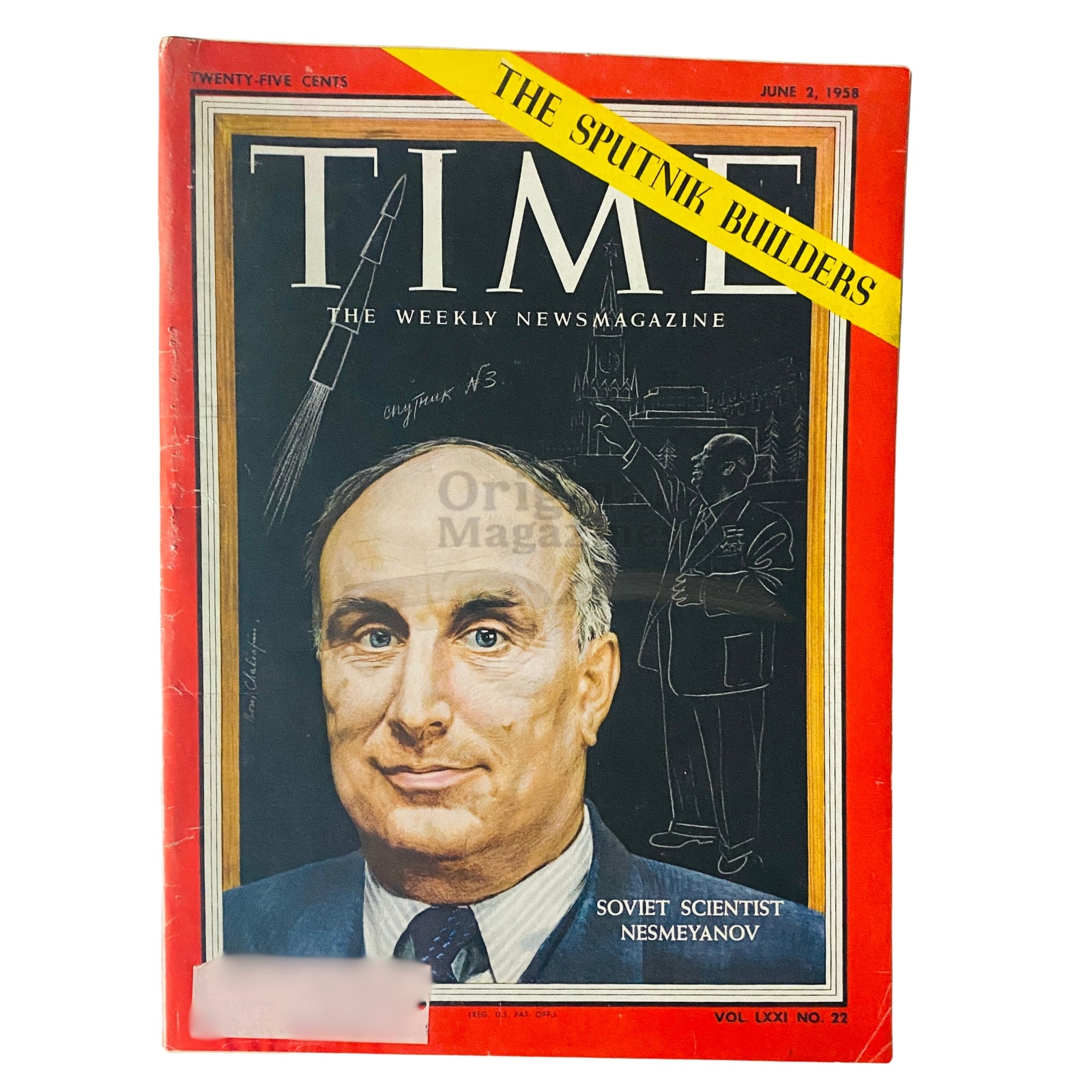 Time Magazine June 2 1958 Vol 71 No. 22 featuring Soviet Scientist Alexander Nesmeyanov on the cover, highlighting Cold War science and culture.
