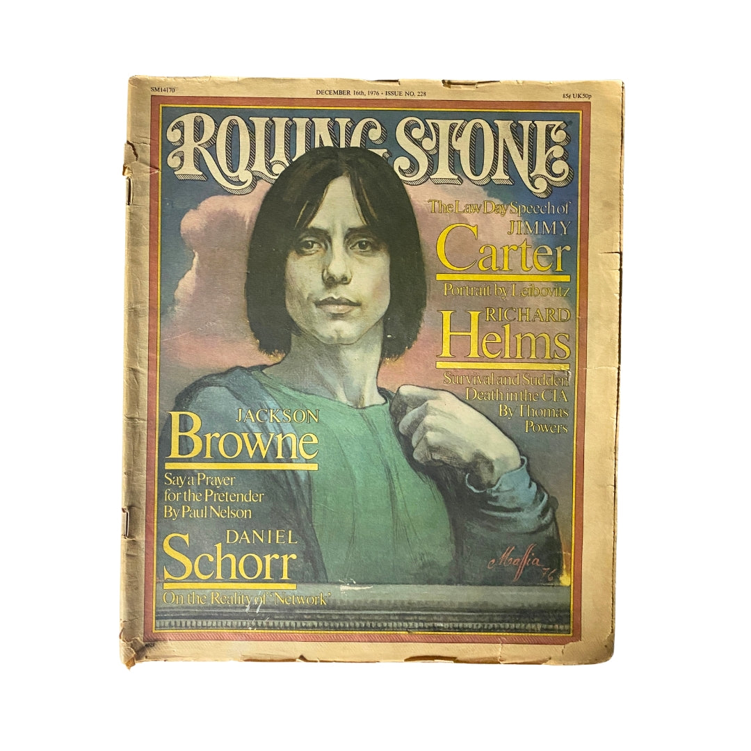 VTG Rollingstone Magazine December 16, 1976 Issue 228 featuring Jackson Browne on the cover, highlighting articles by Paul Nelson and insights into 1970s music culture.