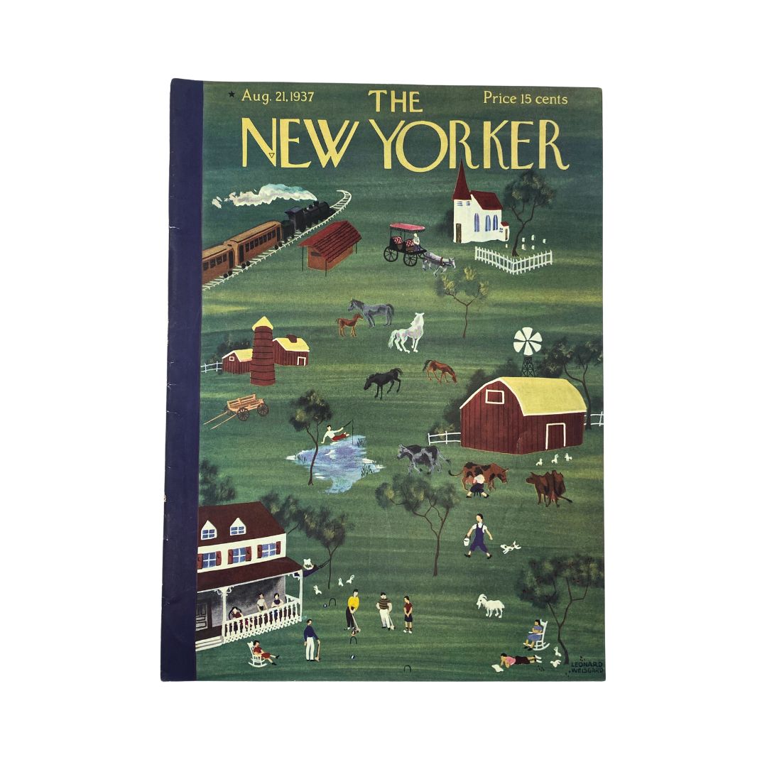 The New Yorker Complete Magazine August 21, 1937 Leonard Weisgard Cover VG