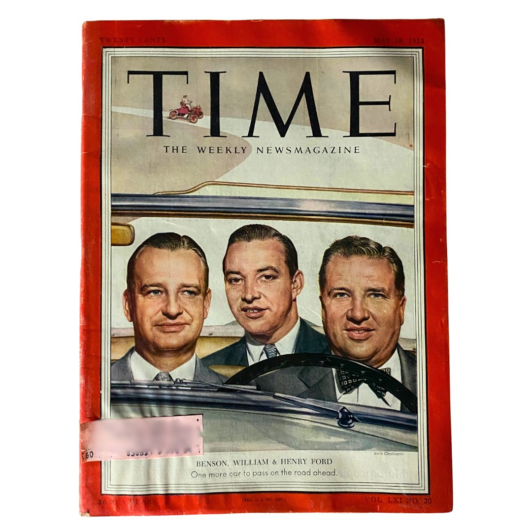 VTG Time Magazine May 18, 1953 Vol 61 No. 20 William, Benson & Henry Ford