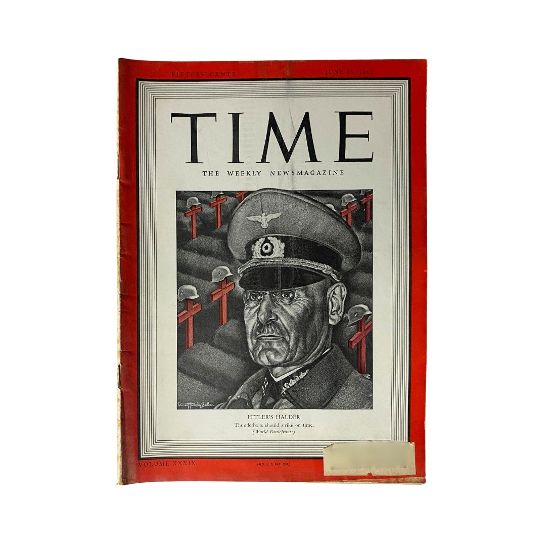 VTG Time Magazine June 29, 1942 Adolf Hitler's Franz Halder