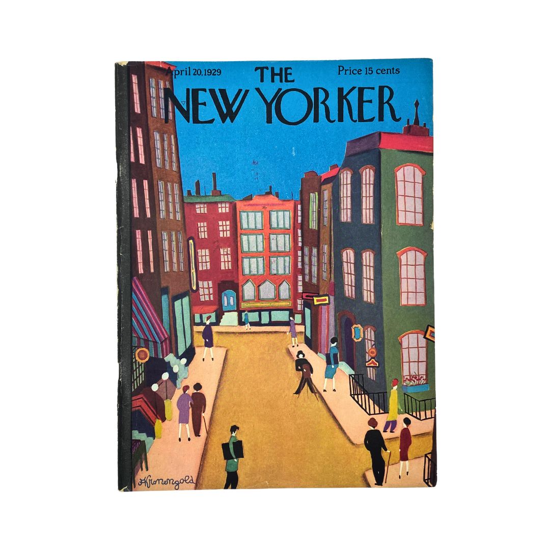 The New Yorker Complete Magazine April 20, 1929 Adolph Kronengold Cover VG