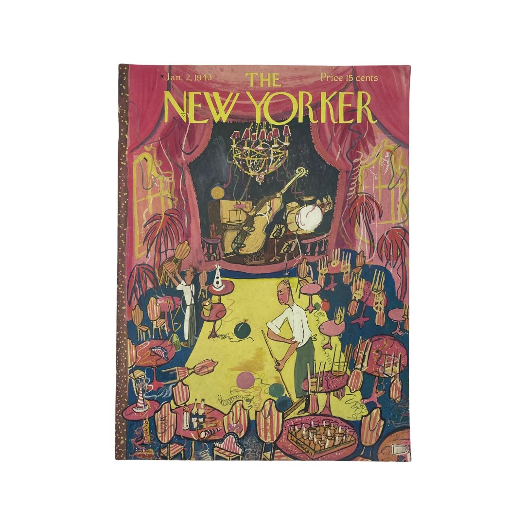 The New Yorker Complete Magazine January 2, 1943 Ludwig Bemelmans Cover VG