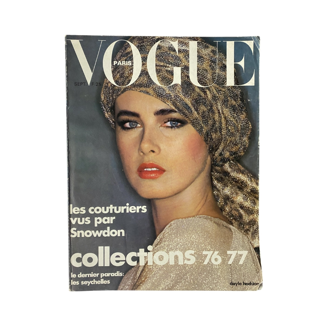 Vogue Paris Magazine September 1976 Dayle Haddon Cover No Label