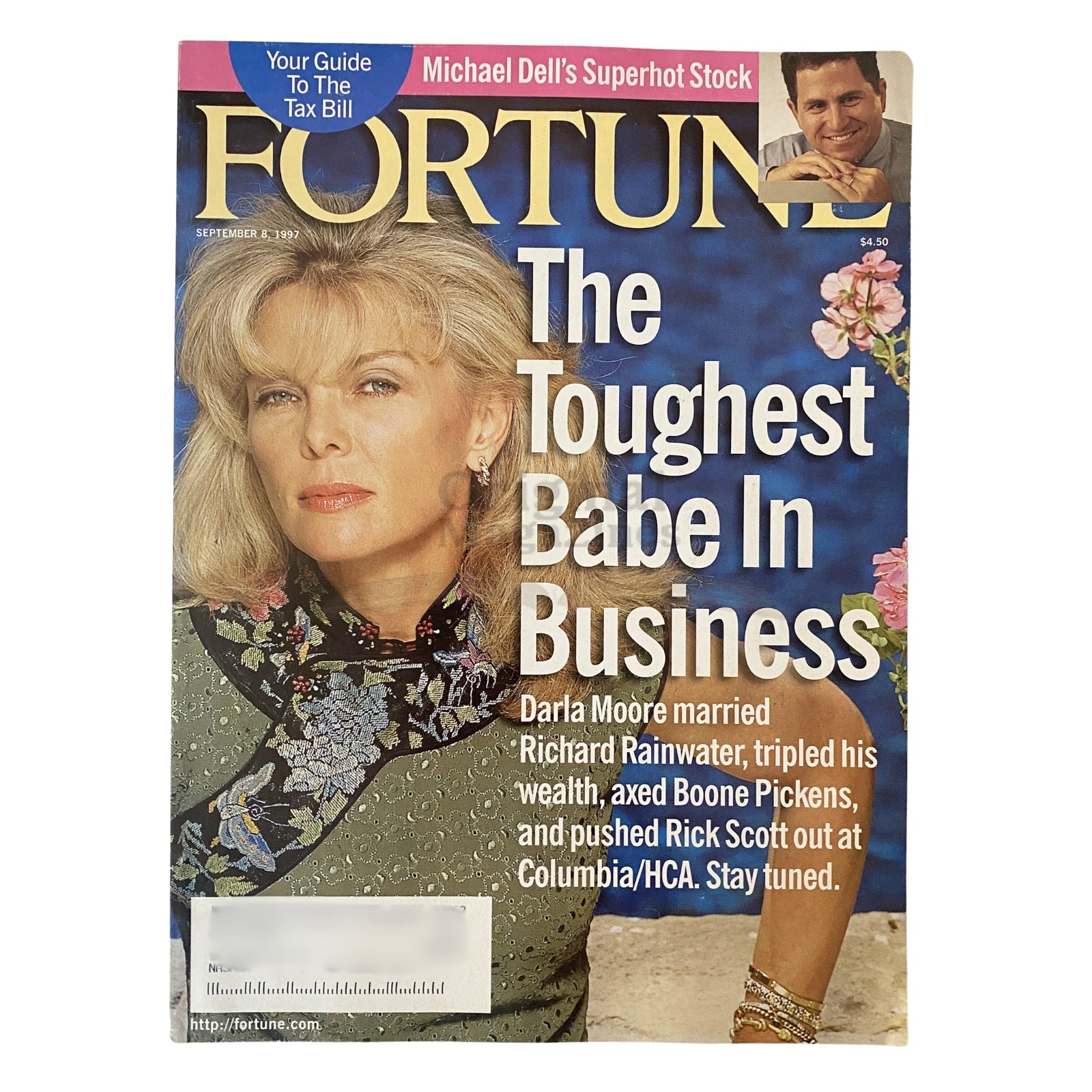 Fortune Magazine September 8, 1997 cover featuring Darla Moore with the headline 'The Toughest Babe In Business', highlighting her marriage to Richard Rainwater and contributions to the business world.