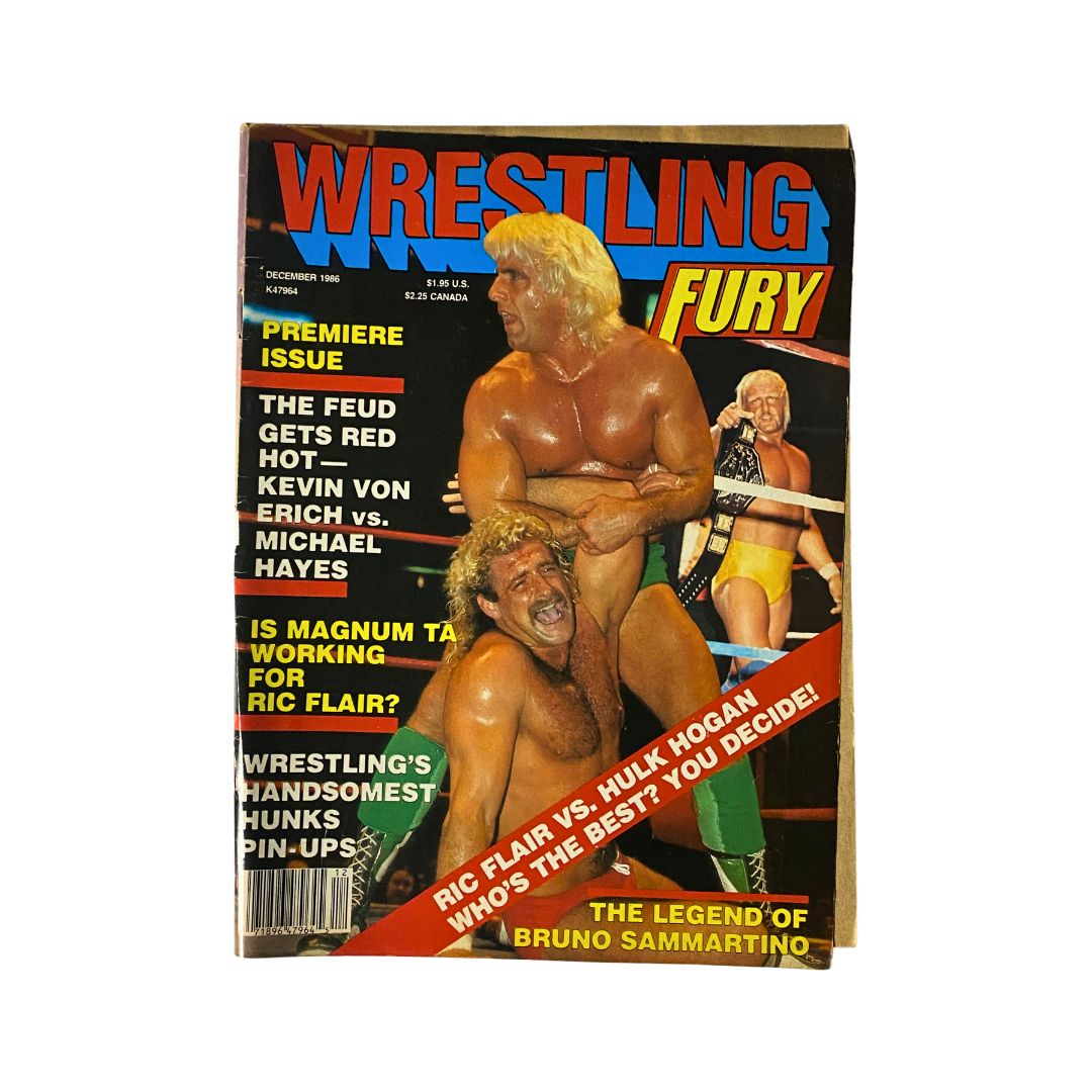 Wrestling Fury Magazine December 1986 Hulk Hogan vs Ric Flair w Poster No Label