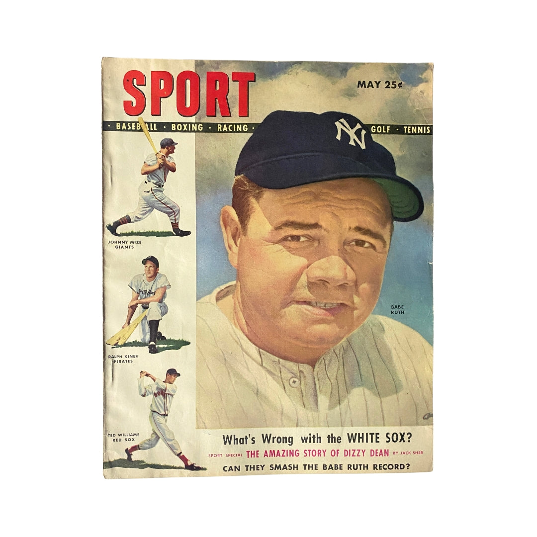 Sport Magazine May 1948 Babe Ruth, Johnny Mize, Ralph Kiner Cover No Label