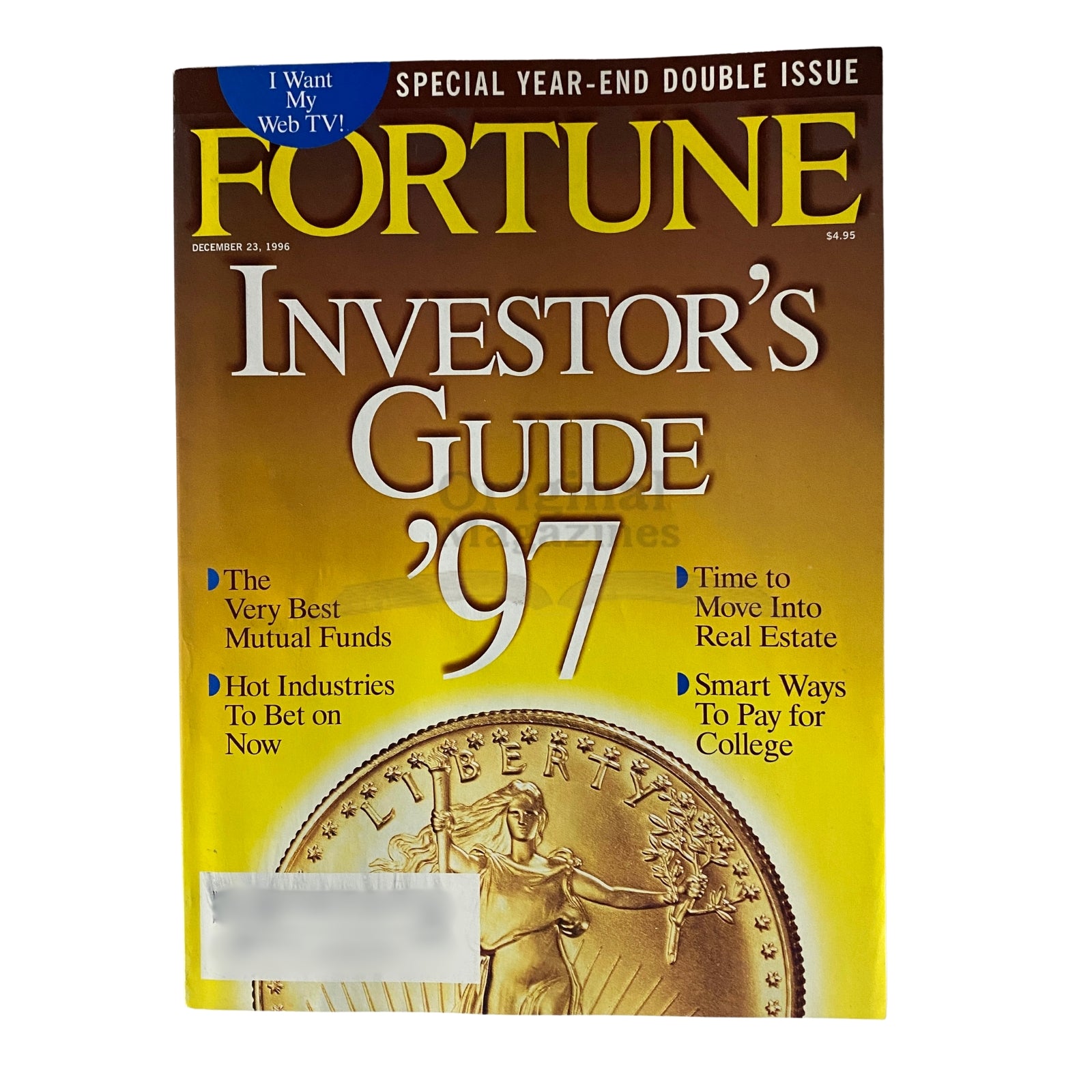 Cover of Fortune Magazine, December 23, 1996, featuring the title 'Investor's Guide 1997'. The issue includes articles on mutual funds, real estate investment, and college funding strategies.
