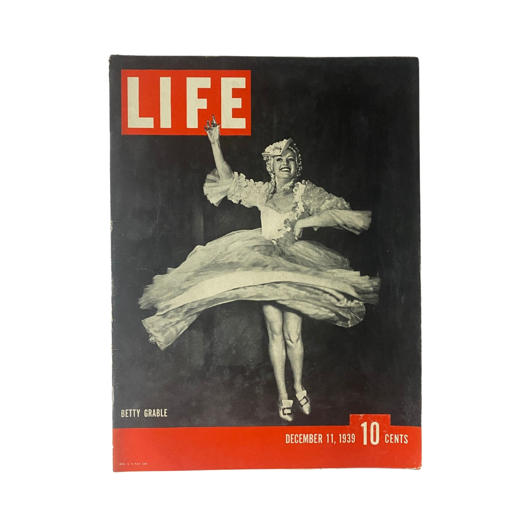 Life Magazine December 11, 1939 Betty Grable Cover No Label VG