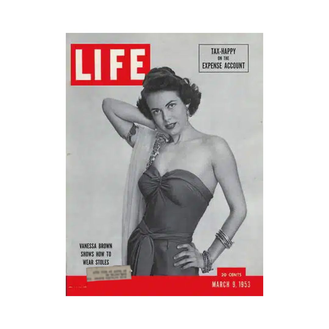 VTG Life Magazine March 9, 1953 Vanessa Brown Stoles Fashion