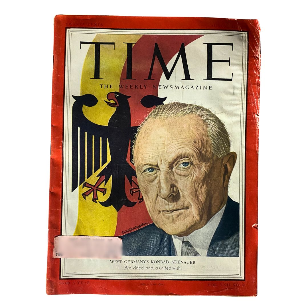 VTG Time Magazine August 31, 1953 Vol 62 No. 9 Konrad Adenauer