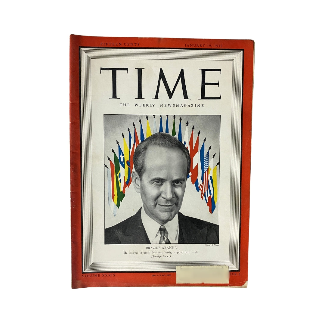 VTG Time Magazine January 19, 1942 Vol 39 No. 3 Brazil's Oswaldo Aranha