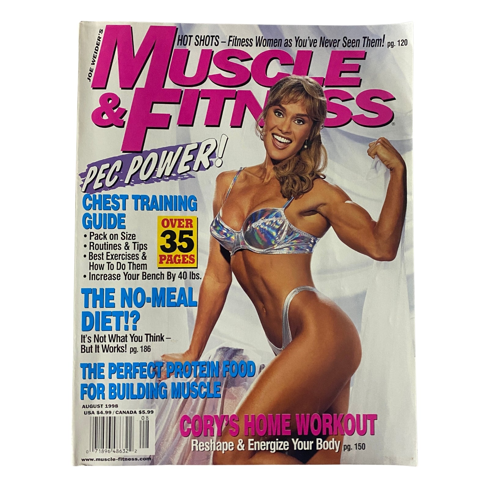 Muscle & Fitness Magazine August 1998 Vol 59, Num 8 Cory Everson No Label VG