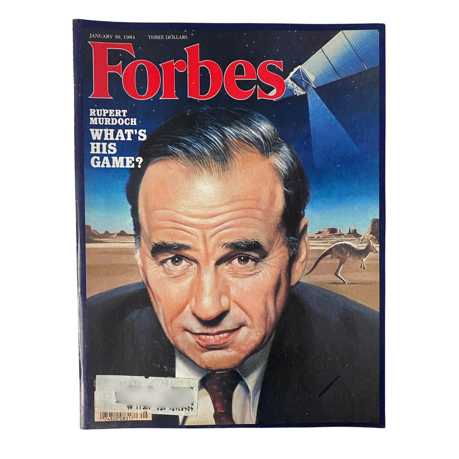 Forbes Magazine cover from January 30, 1984, featuring Rupert Murdoch with the title 'What's His Game?' highlighting Murdoch's influence on media.