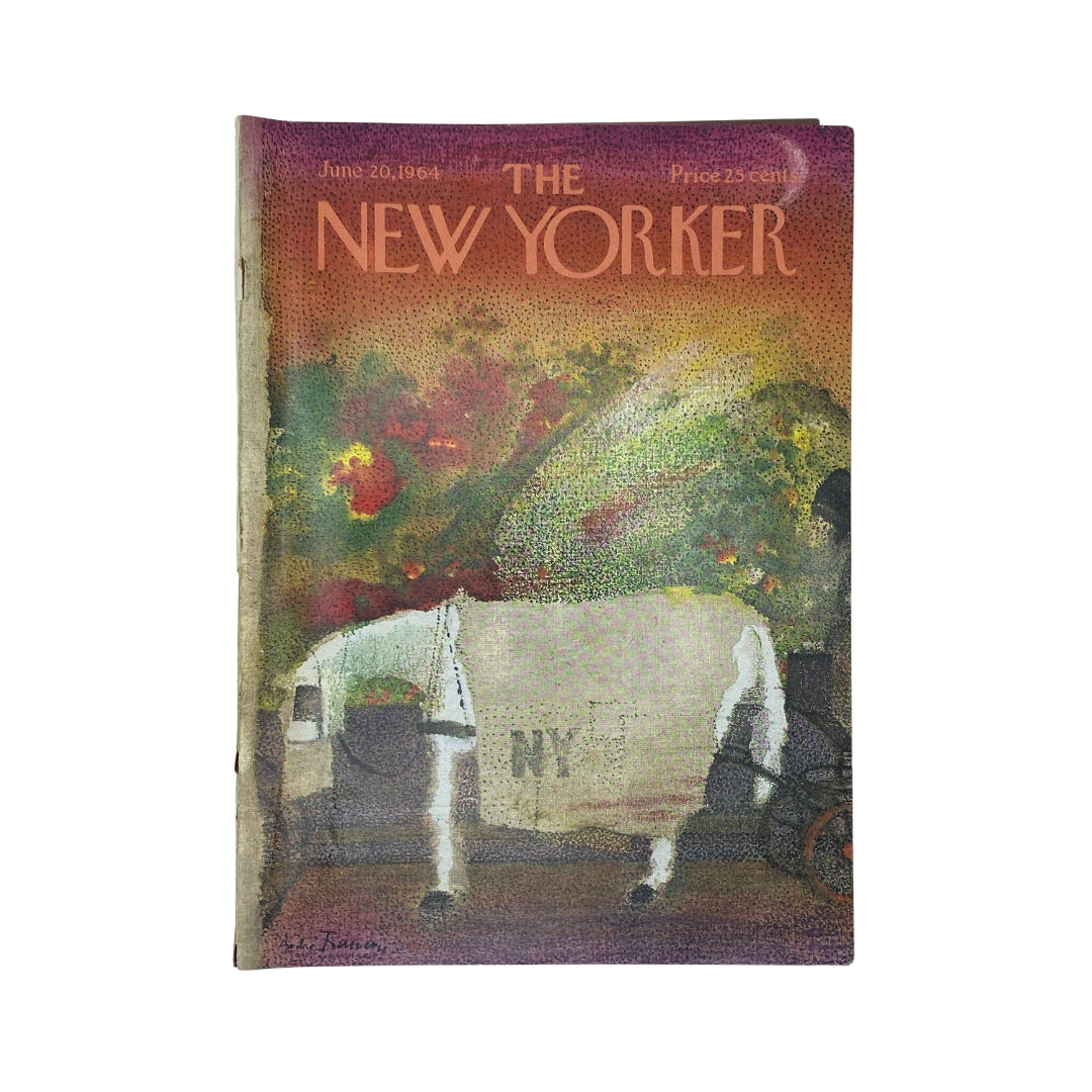 The New Yorker Complete Magazine June 20, 1964 André François Cover No Label featuring an artistic design illustrating a horse in front of a colorful background.