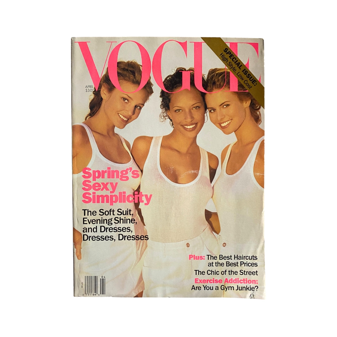 Vogue Magazine April 1994 Bridget Hall, Niki Taylor, Brandi Quinones No Label